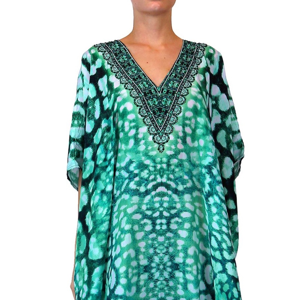 Green Kaftan Animal Print | Designer Kaftan Dresses 70% OFF